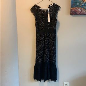 Adelyne Rae polka dot lace trim dress